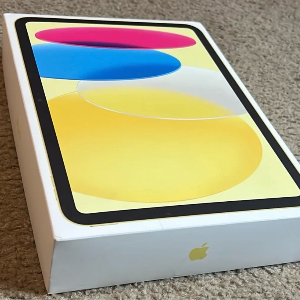 Apple iPad Box with Bold Yellow and Blue Design